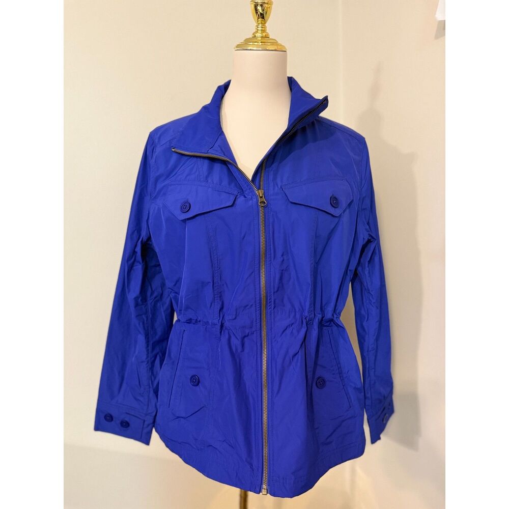 L.L.Bean Women’s M Petite Cobalt Blue Utility Field Jacket Lightweight Full Zip